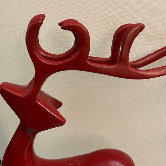 Cast iron Red Reindeer Figurines mother 12” and fawn 10” Christmas decorations - Picture 3 of 5